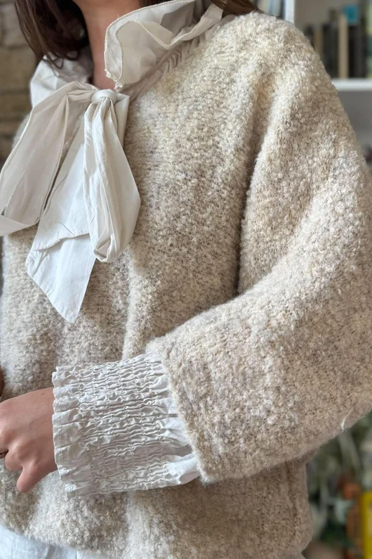 Lola Boucle Slouch Knit Ecru